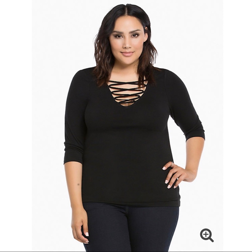 Deep V Lace Up Tee